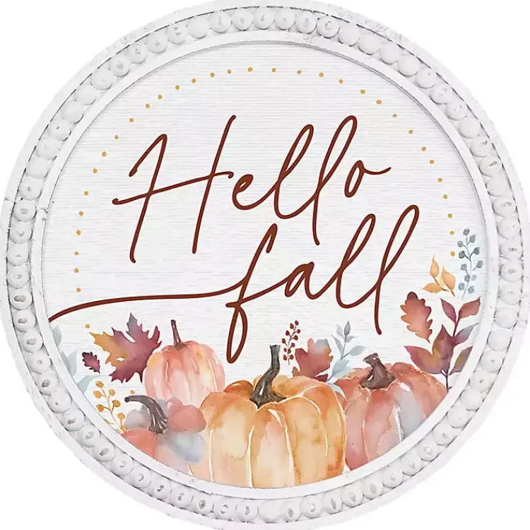 Best Hello Fall Round Beaded Framed Wall Plaque Fall
