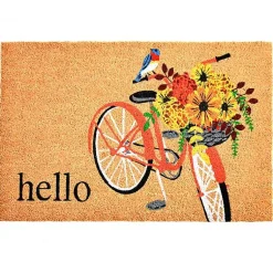 Kirklands Home Doormats|Hello Floral Bicycle Doormat