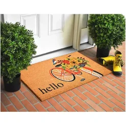 Kirklands Home Doormats|Hello Floral Bicycle Doormat