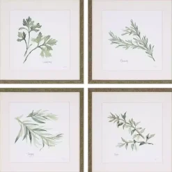 Kirklands Home Framed Art|Herbs 4-pc. Gold Framed Art Print Set Green