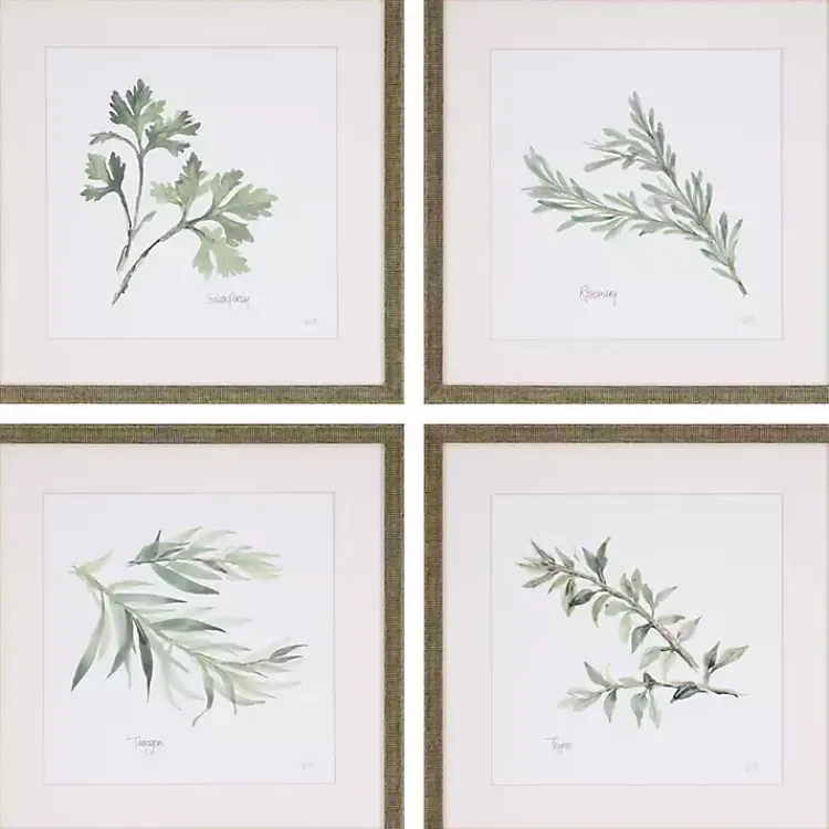 Kirklands Home Framed Art|Herbs 4-pc. Gold Framed Art Print Set Green