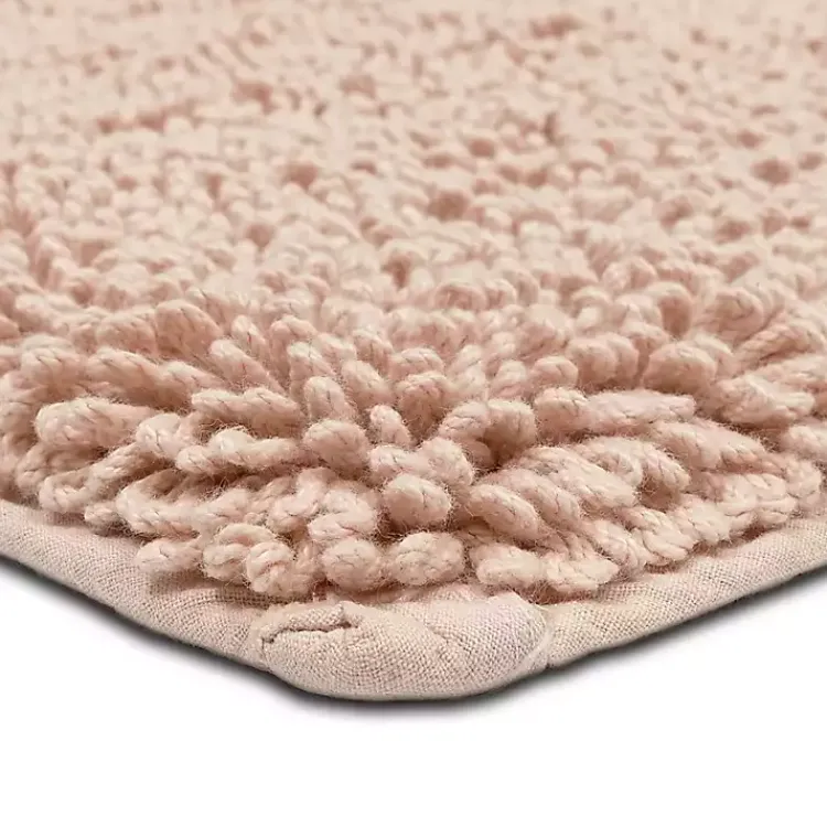 Kirklands Home Bathroom Rugs|High Pile Blush Cotton Non-Skid Classic Bath Mat Pink