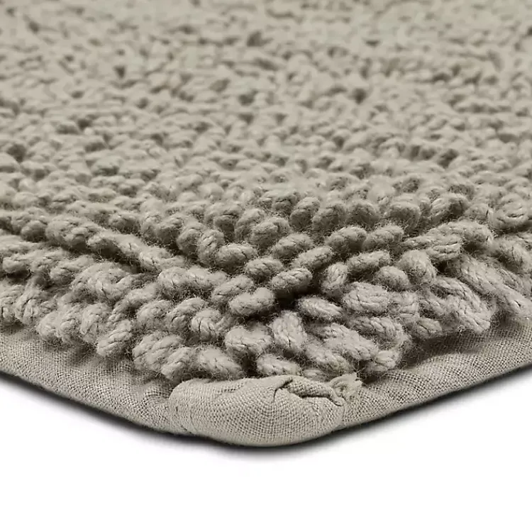 Kirklands Home Bathroom Rugs|High Pile Silver Cotton Non-Skid Classic Bath Mat Gray