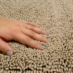 Kirklands Home Bathroom Rugs|High Pile Taupe Cotton Non-Skid Classic Bath Mat Tan