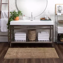 Kirklands Home Bathroom Rugs|High Pile Taupe Cotton Non-Skid Classic Bath Mat Tan