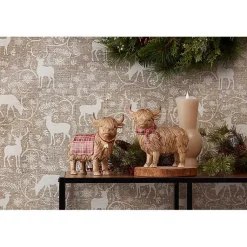 New Highland Cow Christmas Figurines, Set of 2 Christmas Decorations