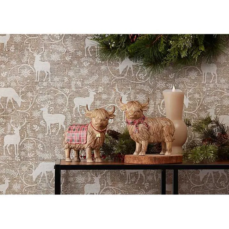 New Highland Cow Christmas Figurines, Set of 2 Christmas Decorations