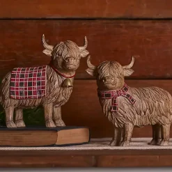 New Highland Cow Christmas Figurines, Set of 2 Christmas Decorations
