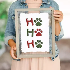Clearance Ho Ho Ho Paw Prints Wall Plaque Christmas Art & Wall Decor