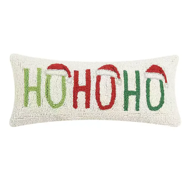 Hot Ho Ho Ho Santa Hats Wool Pillow Christmas Pillows