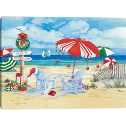 Holiday Beach Signs Coastal Christmas Canvas Print Christmas Art & Wall Decor