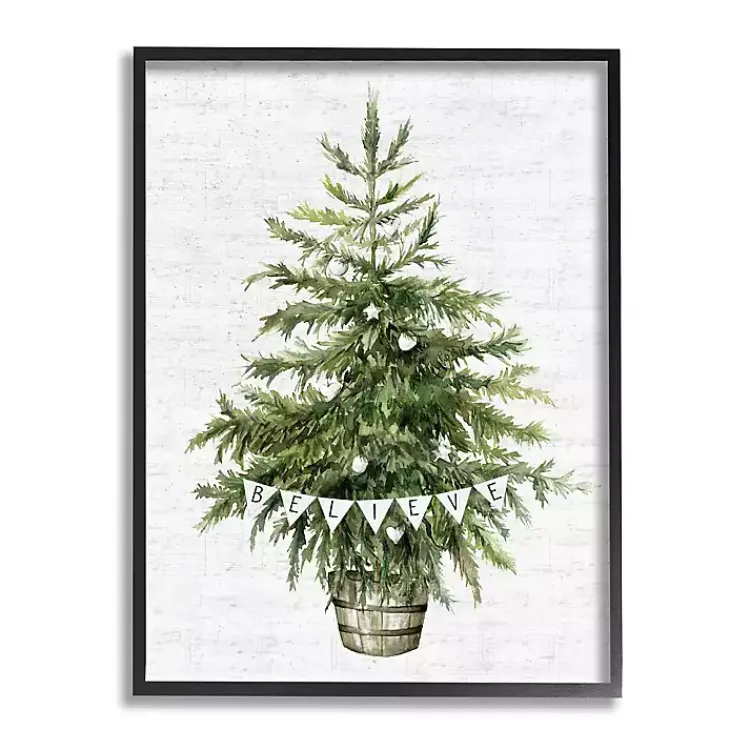 Discount Holiday Green Fir Tree Believe Wall Plaque Christmas Art & Wall Decor