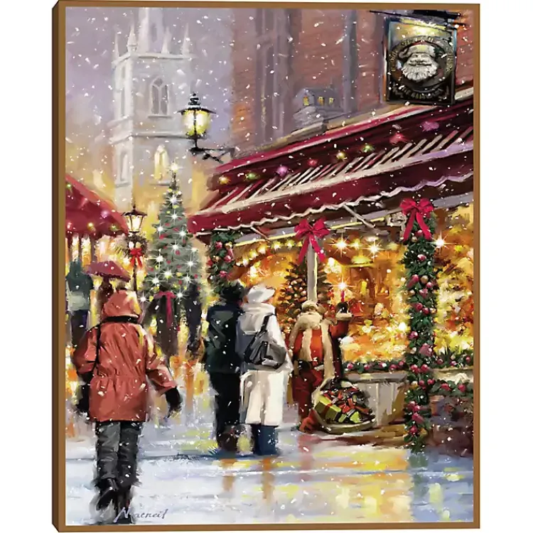 Holiday Shoppers in Snow Christmas Wall Plaque Christmas Art & Wall Decor