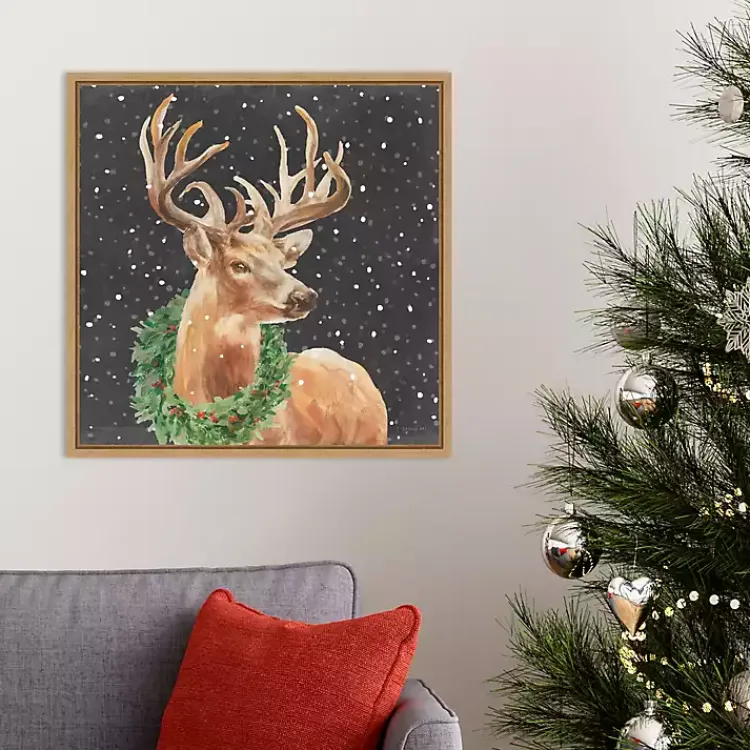 Discount Holiday Stag Framed Canvas Art Print Christmas Art & Wall Decor