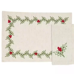Clearance Holly Berry 8-pc. Placemat and Napkin Set Christmas Dining & Entertaining