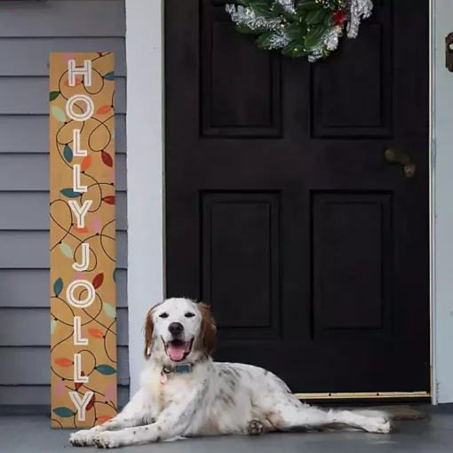 Discount Holly Jolly Lights Porch Board Outdoor Christmas Decorations