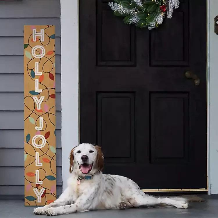 Discount Holly Jolly Lights Porch Board Outdoor Christmas Decorations