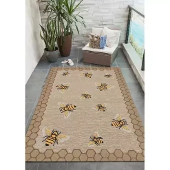 Kirklands Home Outdoor Rugs|Honeycomb Bees Outdoor Area Rug, 5x7