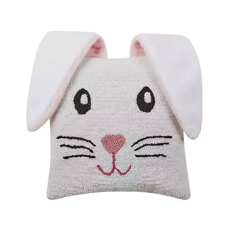 Hooked Bunny Ears Easter Throw Pillow Pillows