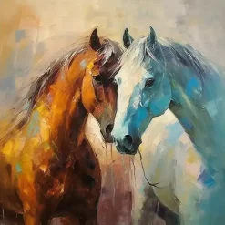 Kirklands Home Canvas Art|Horse Couple Framed Canvas Art Print