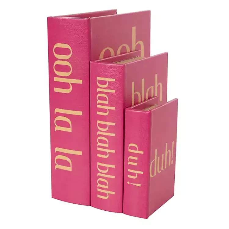 Hot Pink Ooh La La Book Boxes, Set of 3 Baskets & Boxes