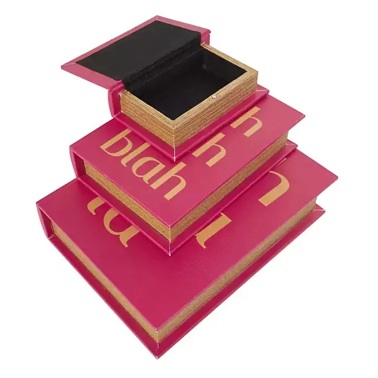 Hot Pink Ooh La La Book Boxes, Set of 3 Baskets & Boxes