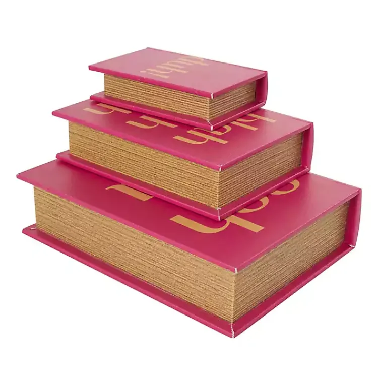 Hot Pink Ooh La La Book Boxes, Set of 3 Baskets & Boxes