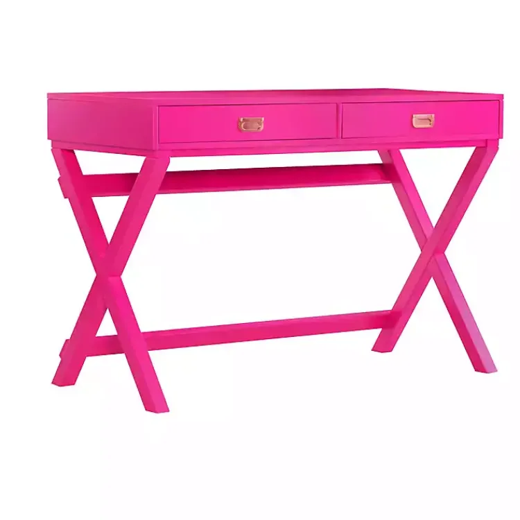 Kirklands Home Office Furniture|Hot Wood 2-Drawer Peggy Desk Pink