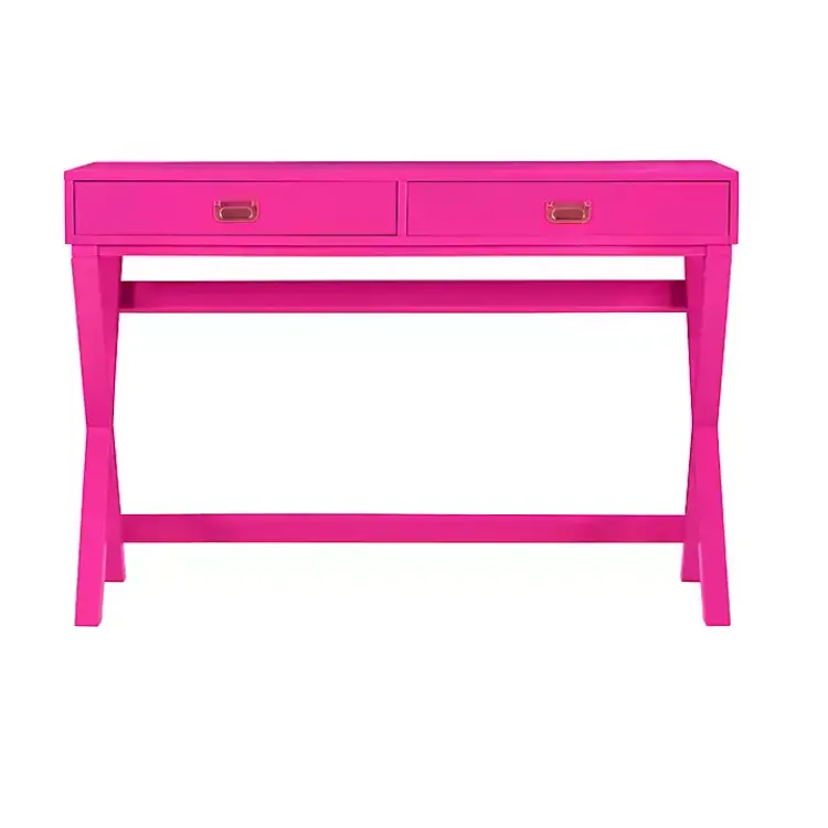 Kirklands Home Office Furniture|Hot Wood 2-Drawer Peggy Desk Pink