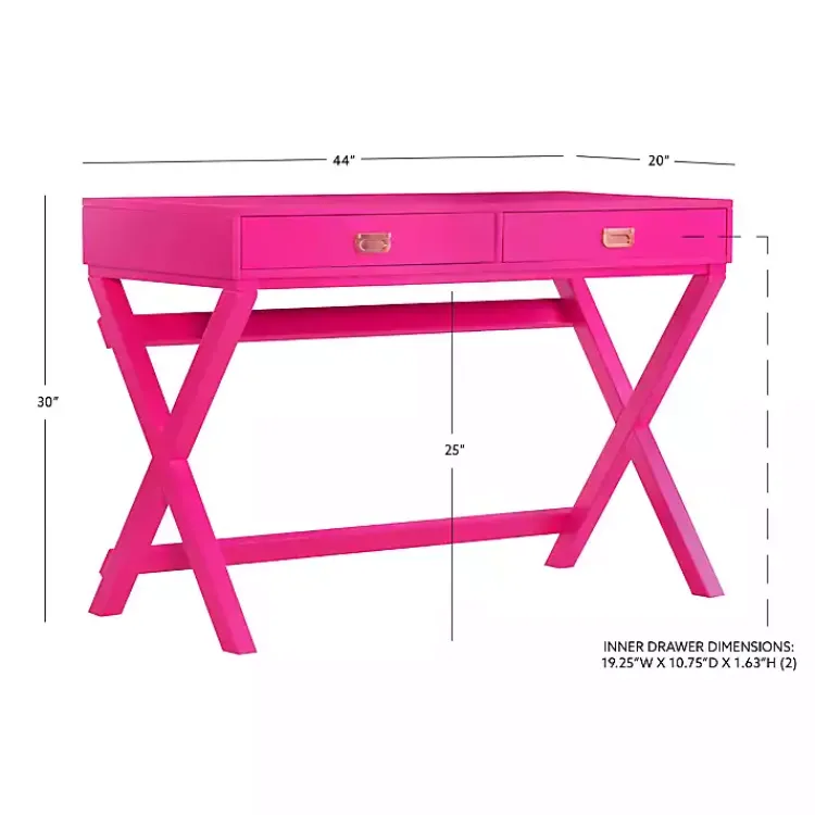 Kirklands Home Office Furniture|Hot Wood 2-Drawer Peggy Desk Pink