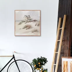 Kirklands Home Canvas Art|House on the Dunes Framed Canvas Art Print Tan