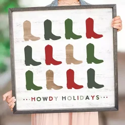 Hot Howdy Holidays Boots Wall Plaque Christmas Art & Wall Decor