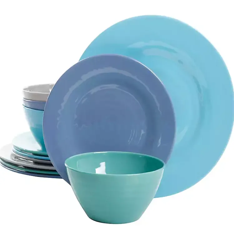 Kirklands Home Outdoor Dining|Hues of the Sea 12-pc. Dinnerware Set