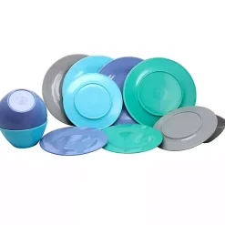 Kirklands Home Outdoor Dining|Hues of the Sea 12-pc. Dinnerware Set
