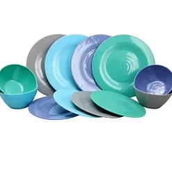 Kirklands Home Outdoor Dining|Hues of the Sea 12-pc. Dinnerware Set