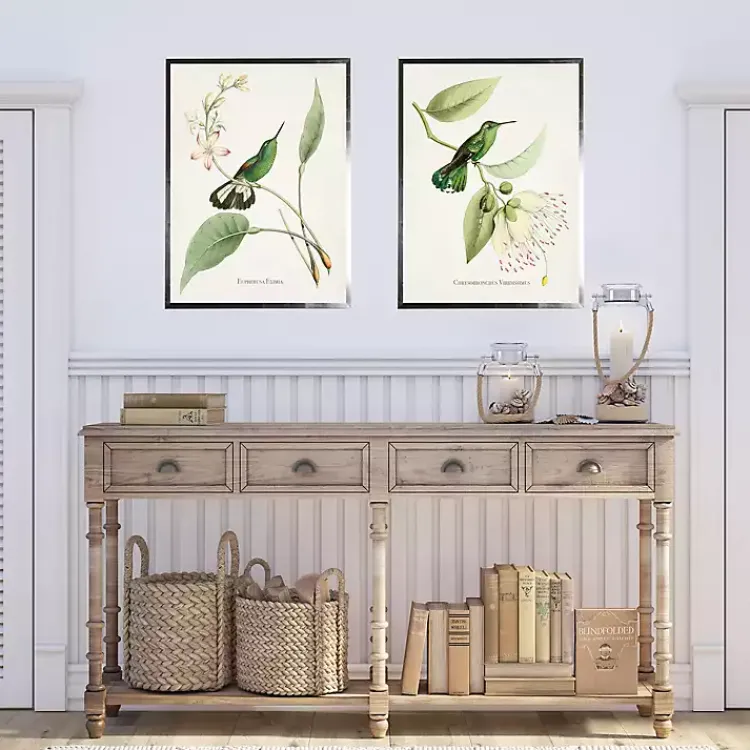 Kirklands Home Framed Art|Hummingbirds on Flowers 2-pc. Framed Art Print Set