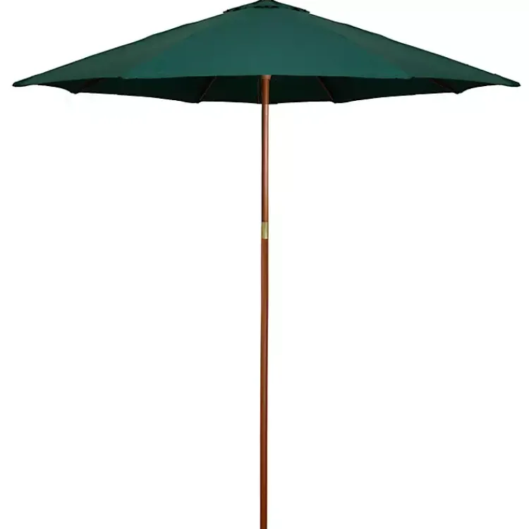 Kirklands Home Outdoor Accent Furniture|Hunter 8 ft. Wooden Pulley Umbrella Green