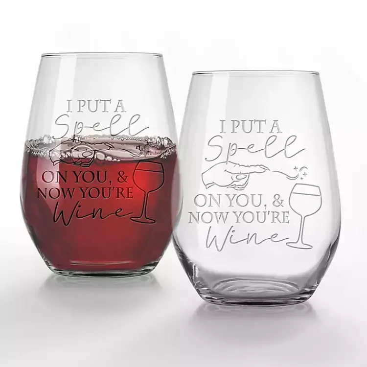 Kirklands Home Glassware & Drinkware|I Put a Spell On You Halloween Glasses, Set of 2 Clear