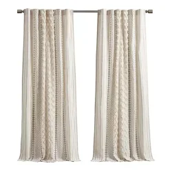 Kirklands Home Curtains & Drapes|Imani Cream Chenille Stripe Curtain Panel, 84 in. Ivory