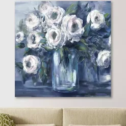 Kirklands Home Canvas Art|Indigo and White Blooms Giclee Canvas Art Print