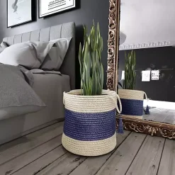 Discount Indigo Bold Striped Jute Basket, 19 in. Baskets & Boxes