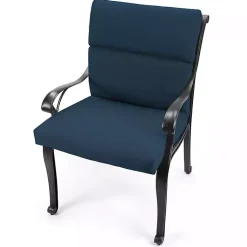 Kirklands Home Outdoor Cushions & Pillows|Indigo Canvas French Edge Outdoor Chair Cushion Blue