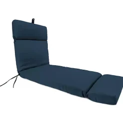 Kirklands Home Outdoor Cushions & Pillows|Indigo Canvas French Edge Outdoor Chaise Cushion Blue
