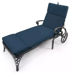 Kirklands Home Outdoor Cushions & Pillows|Indigo Canvas French Edge Outdoor Chaise Cushion Blue