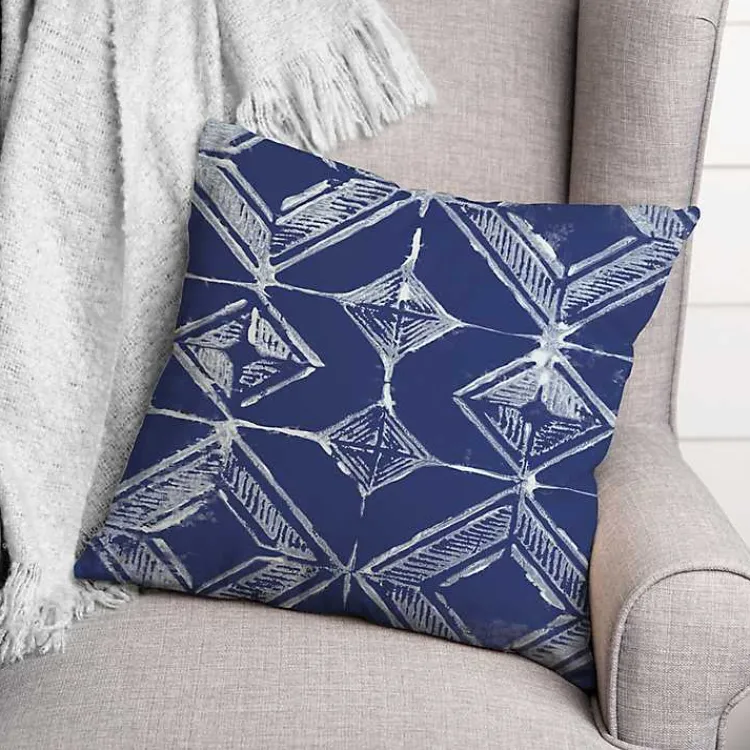 Kirklands Home Outdoor Cushions & Pillows|Indigo Diamonds Outdoor Throw Pillow Blue