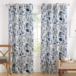 Kirklands Home Curtains & Drapes|Indigo Floral 2-pc. Curtain Panel Set, 96 in.
