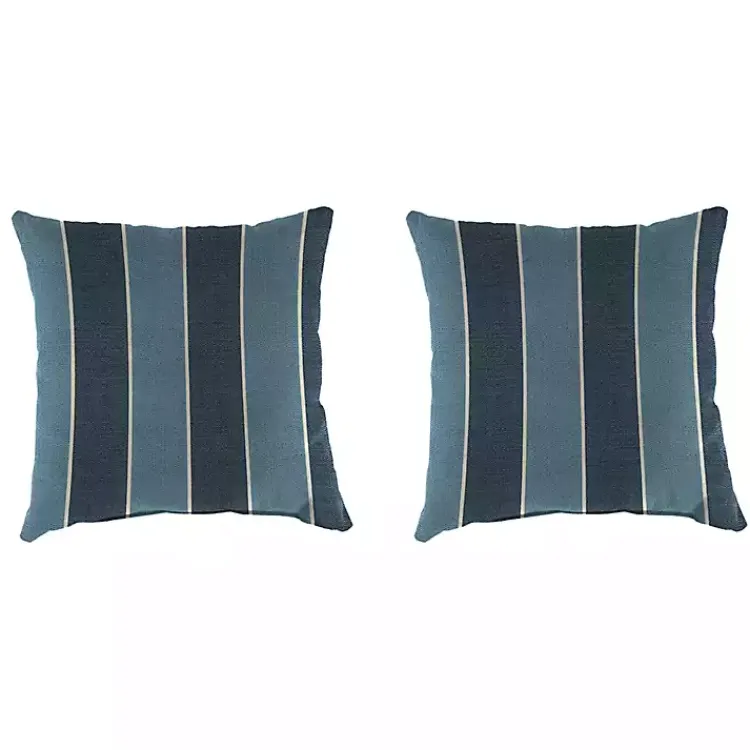 Kirklands Home Outdoor Cushions & Pillows|Indigo Stripe Wickenburg Outdoor Pillows, Set of 2 Blue