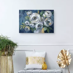 Kirklands Home Canvas Art|Indigo Touch of Gold Canvas Art Print, 36x24 in. Blue