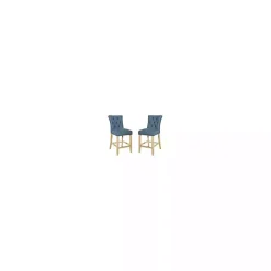 Kirklands Home Bar Stools & Counter Height Stools|Indigo Tufted Nailhead Counter Stools, Set of 2 Blue