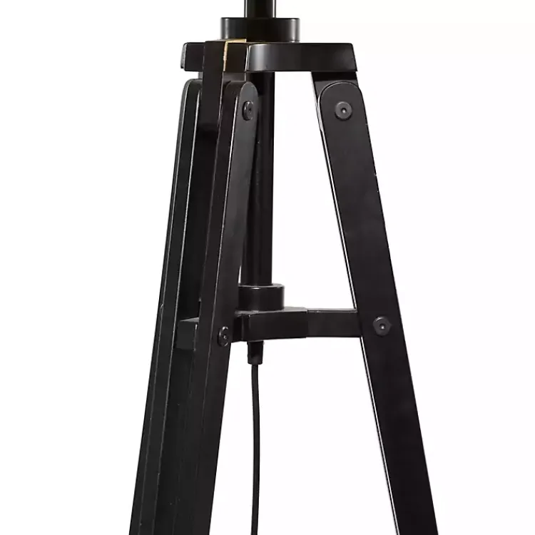 Kirklands Home Floor Lamps|Industrial Tripod Wooden Floor Lamp Ivory